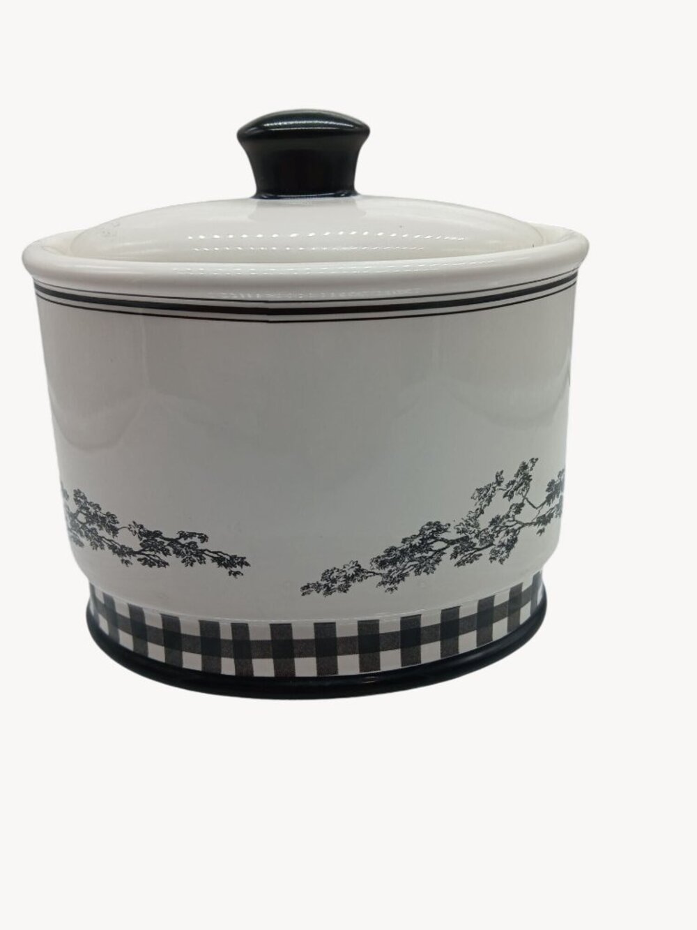 Vintage Waverly County Life Ceramic Lid Container Black White Toile Small Bath - Picture 5 of 16